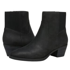 Vionic Womens Shantelle Ankle Bootie US 10 Wide EU 42 Black Nubuck Leather NIB